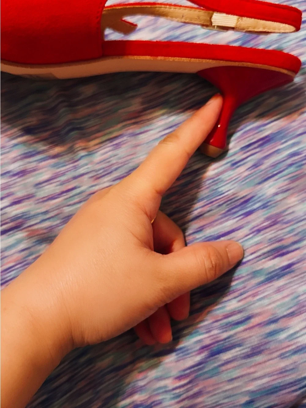 Qupid Red Pointed Slingback Heels with Buckle Strap